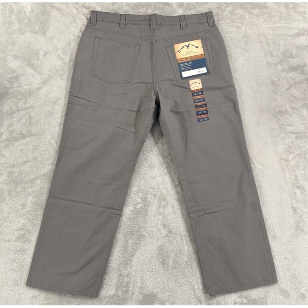 NWT Blue Mountain Pants Mens 38x30 Canvas Relaxed Workwear Dad‎ Gray 5 Pocket